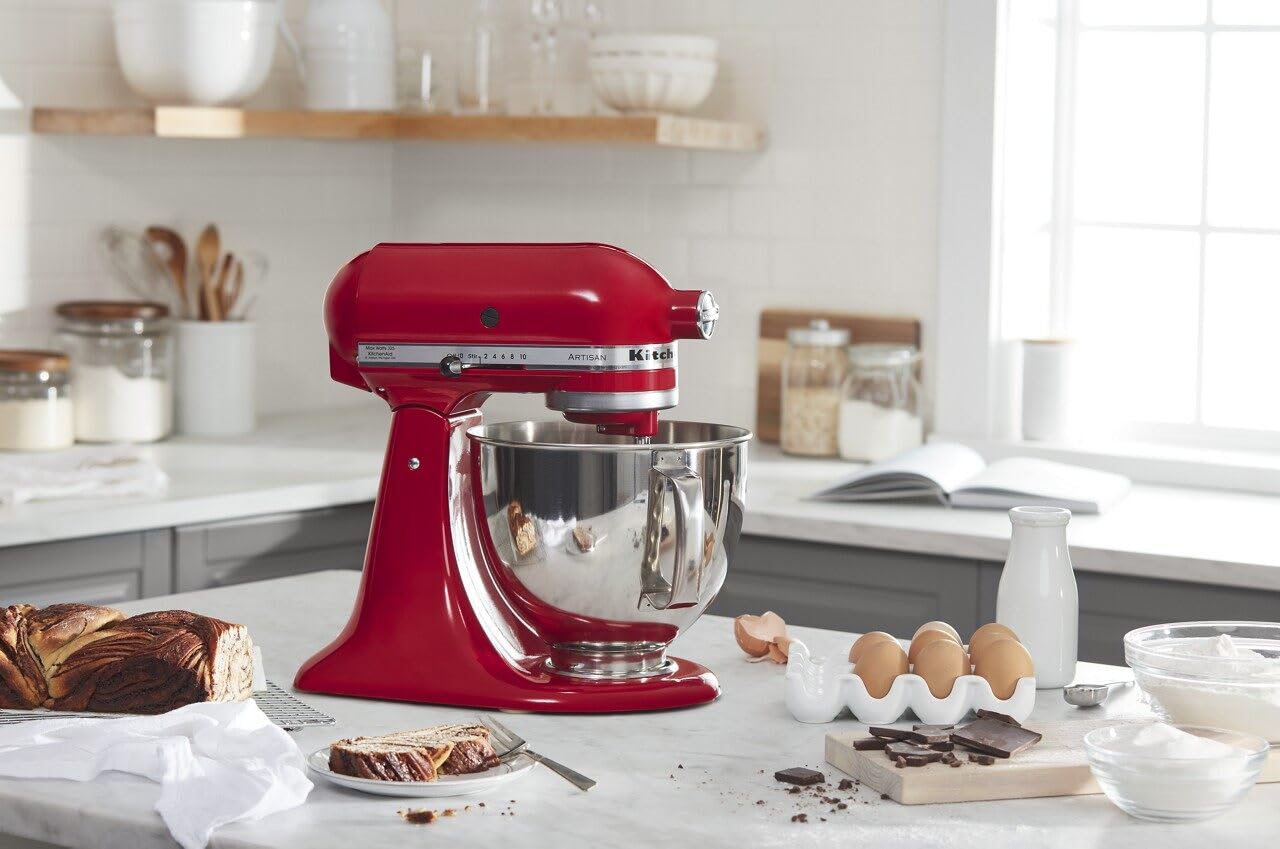 KitchenAid Artisan Series 5 Quart Tilt Head Stand Mixer, Metal, KSM150PS, Empire Red