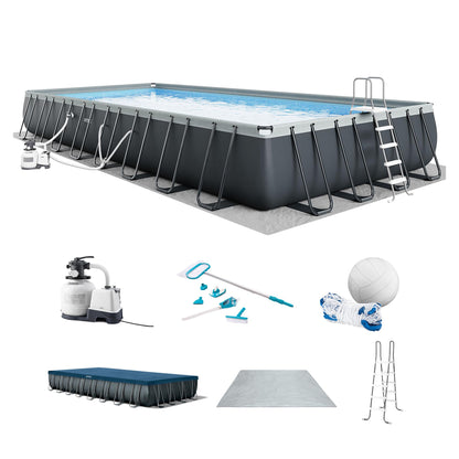 INTEX Ultra XTR 32 ft x 16 ft 52 in Above Ground Pool Set, Rectangular Swimming Pool