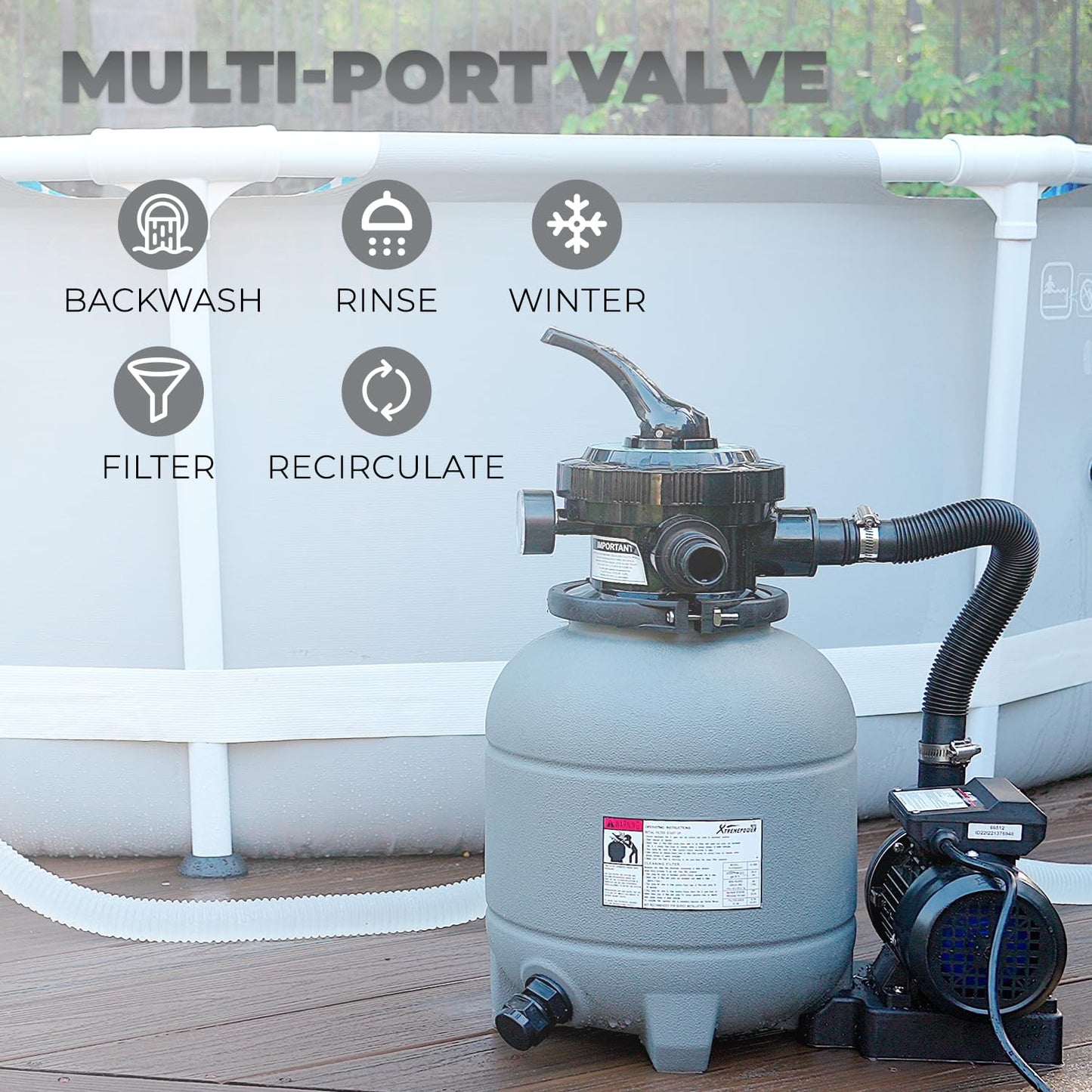 XtremepowerUS 12" Sand Filter for Above-Ground Swimming Pools Max 2