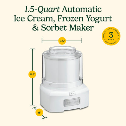 Cuisinart Ice Cream Maker, 1.5 Quart Double Insulated