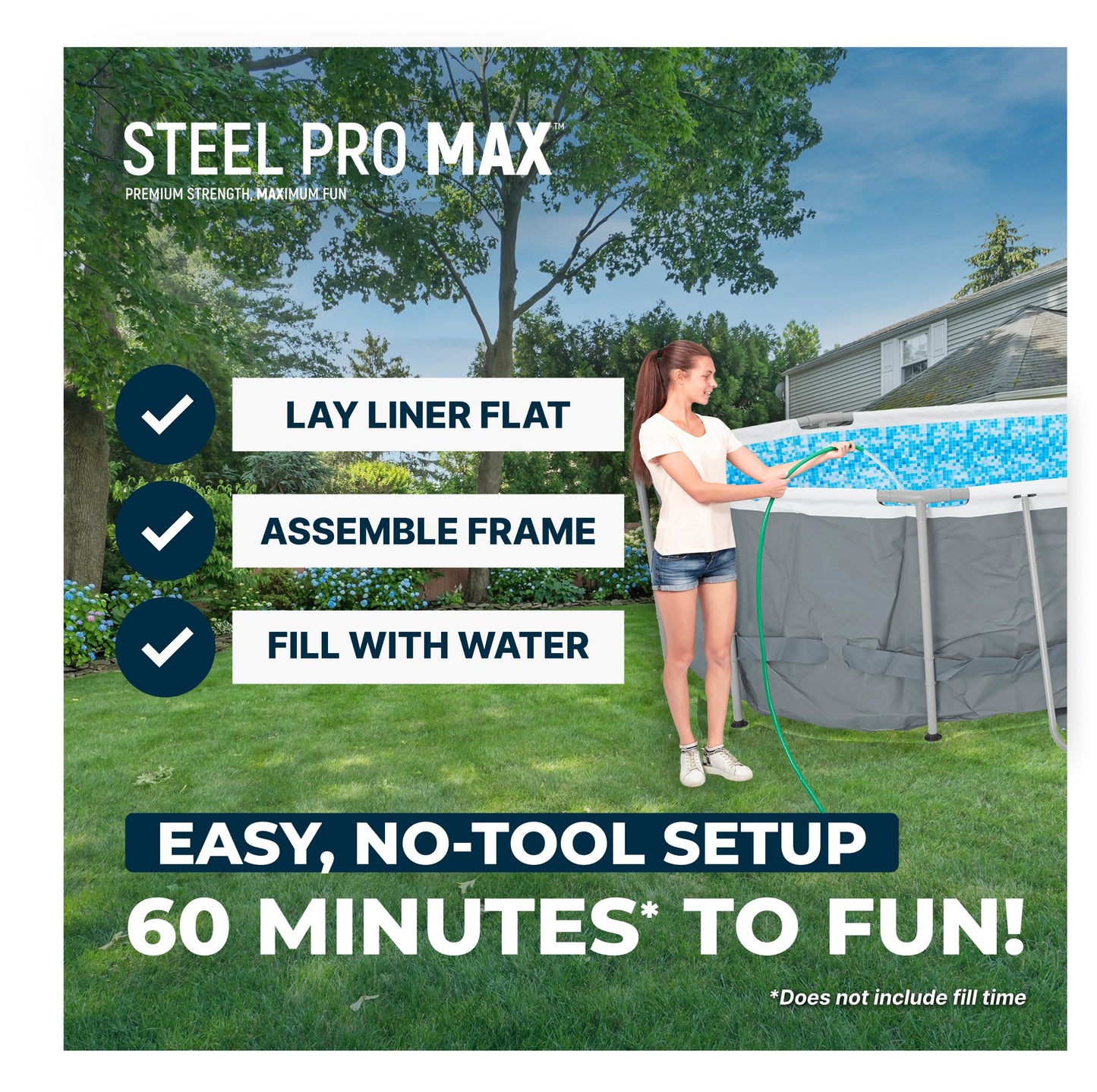 Bestway Steel Pro MAX 16' x 10' x 42" Above Ground Pool, Oval Metal Frame Outdoor Swimming Pool